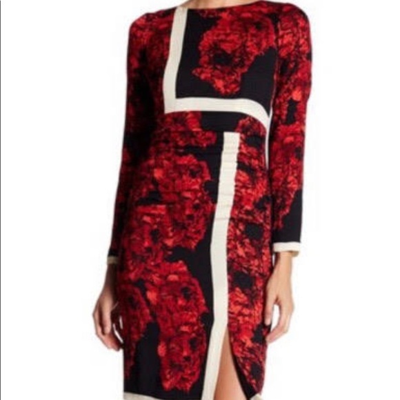 Anthropologist Cocktail Tracy Reese Rose Floral Silk Exposed Zipper Dress - Picture 3 of 10